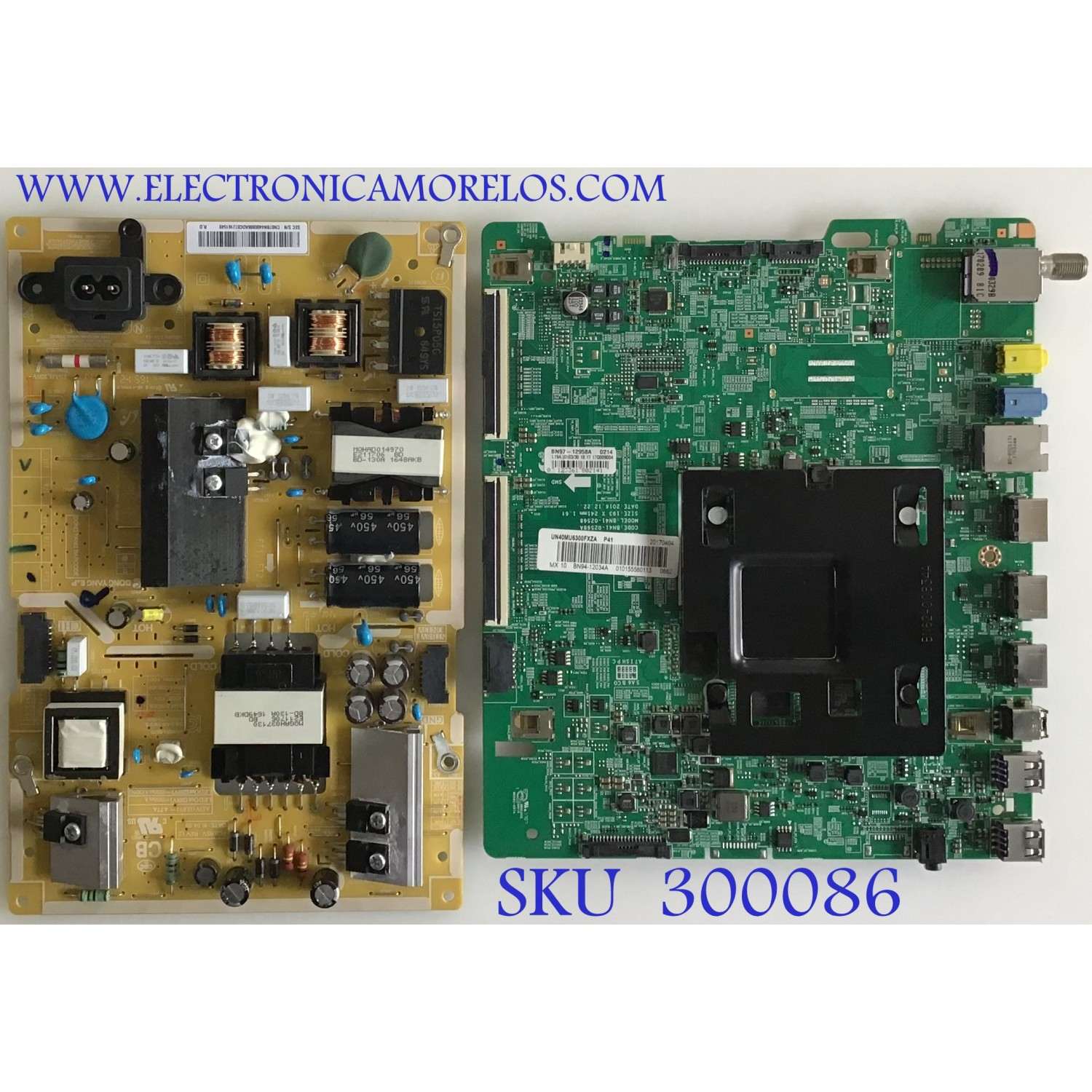 KIT DE TARJETAS PARA TV SAMSUNG / NUMERO DE PARTE MAIN BN94-12034A / BN41-02568A / BN97-12958A / BN9412034A / NUMERO DE PARTE FUENTE BN4400806A / L40S6_FDY / BN44-00806A / PANEL CY-GK040HGLV3H / MODELO UN40MU6300 / UN40MU6300FXZA FA01